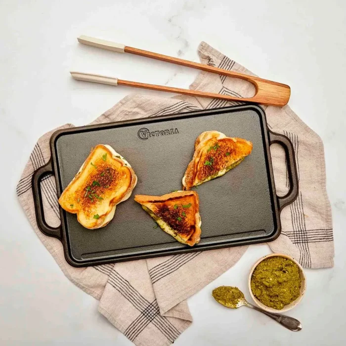 Plancha Asadora Esmaltada Reversible Rectang. 33X21 Cm Asa Hierro - Victoria - Imagen 4