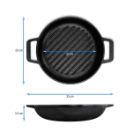 Victoria - Sartén Hierro Fundido Red.Precurado Doble Asa Grill 10/25 Cm - Imagen 2