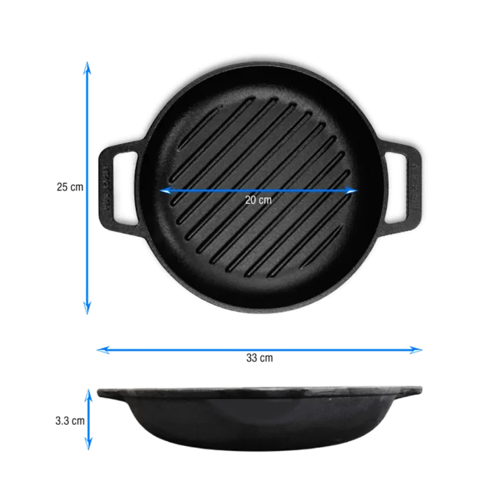 Victoria - Sartén Hierro Fundido Red.Precurado Doble Asa Grill 10/25 Cm - Imagen 2