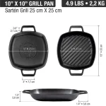 Victoria - Sarten Rectang. Doble Asa Precurada Grill 10X10/25X25 Cm - Imagen 3