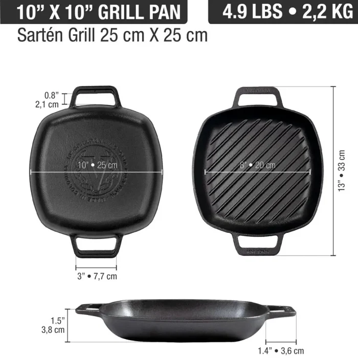 Victoria - Sarten Rectang. Doble Asa Precurada Grill 10X10/25X25 Cm - Imagen 3