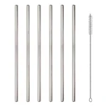 Set x6 Cañitas Rectas Acero C/Cepillo