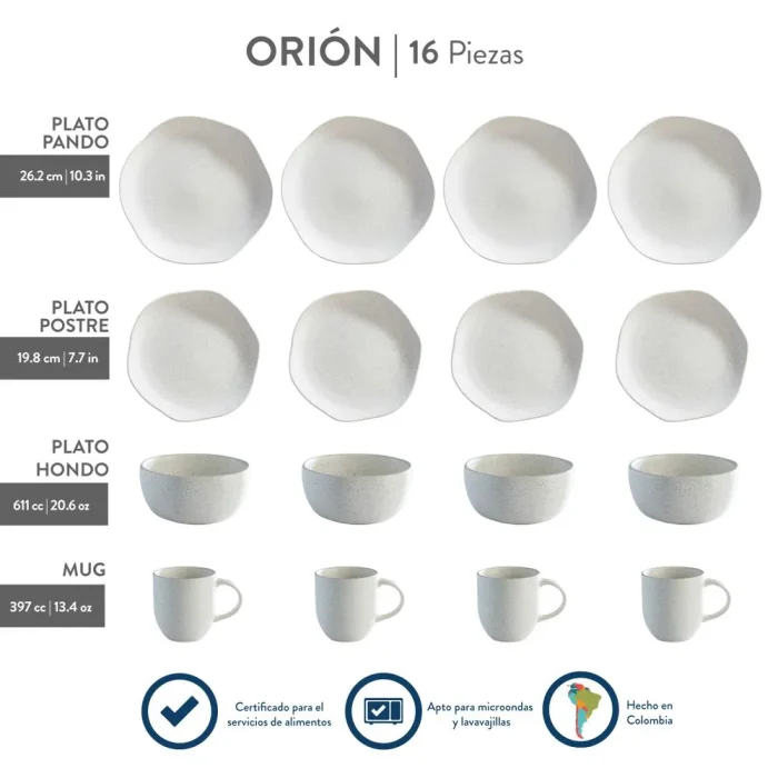 Vajillas Corona - Vajilla 4/16 Orion Reactivo - Imagen 2