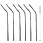 Set x6 cañitas curvas de acero c/cepillo