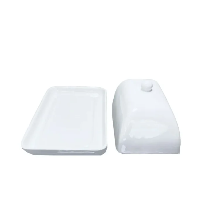 Mantequillera Loza Blco C/Tapa - Imagen 3