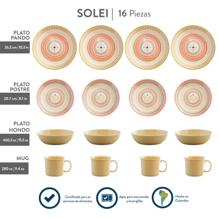 45294731-5 Vajilla 4/16 Solei Hogar - Vajillas Corona - Imagen 2