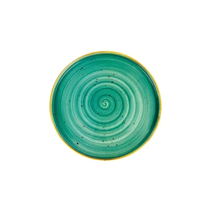 Plato Redondo Verde Con Borde Alto 10"