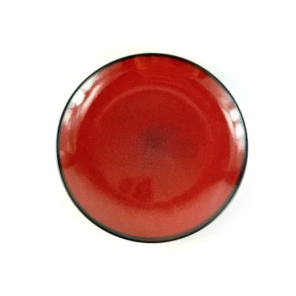 Plato Tendido 20.5 Cm Rojo Con Negro Glaseado