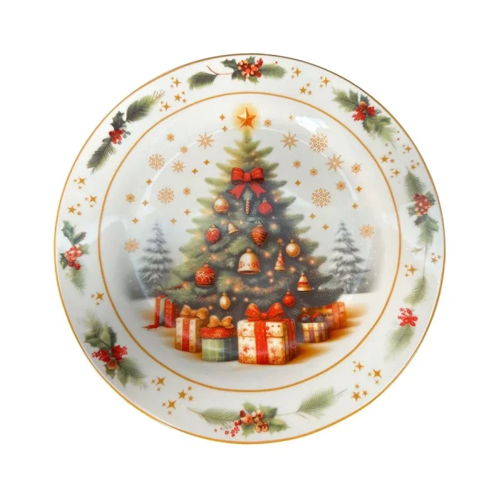 45376919-1 Plato Tendido 10.5" Dec. Árbol con Regalos Navidad - Imagen 1