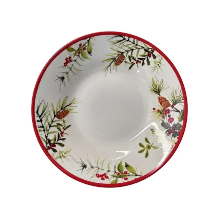 Plato Hondo 9" Dec. Flores Navidad