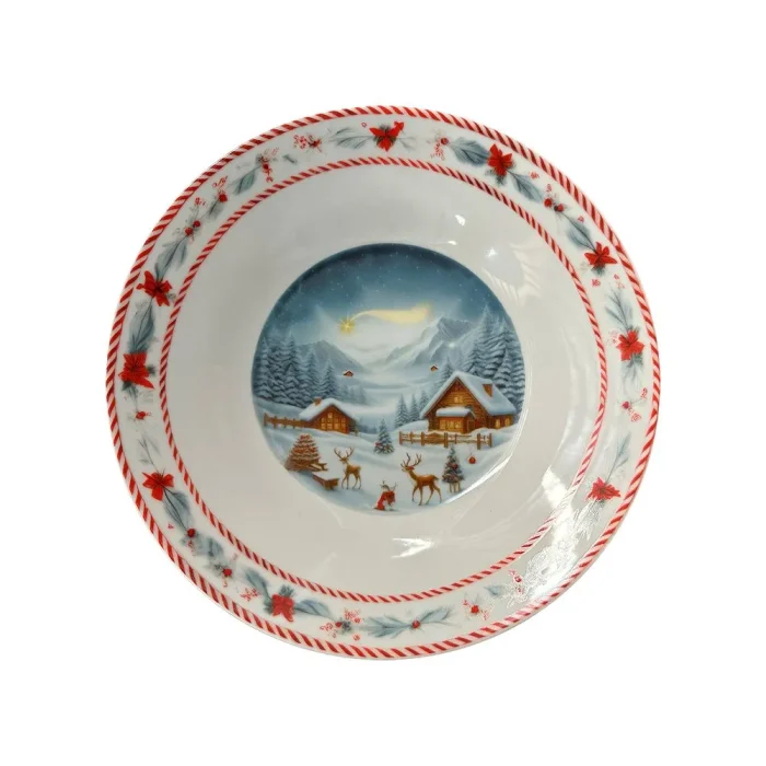 45376926-1 Plato Hondo 9" Dec. Casa Nieve Navidad - Imagen 1