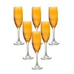 Set X6 Copas Champagne Caliz Naranja 175 Ml