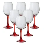 Set X6 Copas Agua Fuste Rojo 420 Ml
