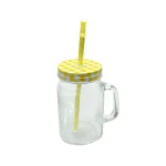 Mason Jar 450 Ml Liso T/Color C/Cañita