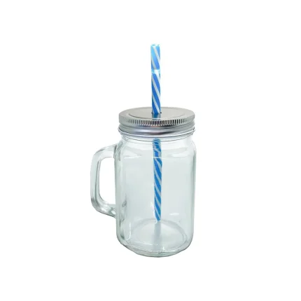 Mason Jar 450 Ml Liso T/Metal C/Cañita