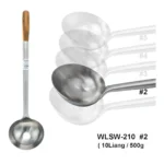 Cucharón para Wok de Acero Inox. 0.5Kg C/Mango Madera
