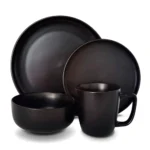Jgo Vajilla Negro Intenso Mate x16 Pzas