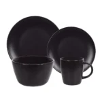 Jgo Vajilla Negro Mate x16 Pzas
