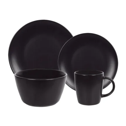 Jgo Vajilla Negro Mate x16 Pzas
