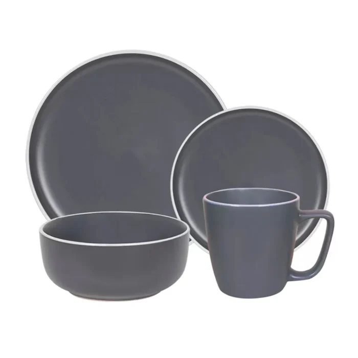 45294749-1 Jgo Vajilla Gris Acero Mate x16 Pzas - Imagen 1