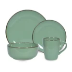 Jgo Vajilla Verde con Borde x16 Pzas