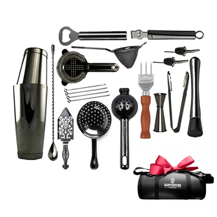 5-min_11zon Set Bar Luxe Profesional Negro x16 pzas C/Maleta Roll Bag - Imagen 1