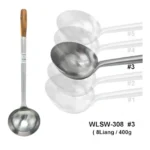 Cucharón para Wok de Acero Inox. 0.4Kg C/Mango Madera