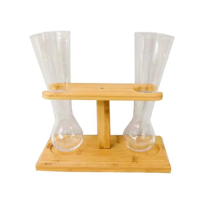 90409003-1 Yarda Cervecera x 2 Pza Vidrio 450 ml c/Base Madera - Imagen 1