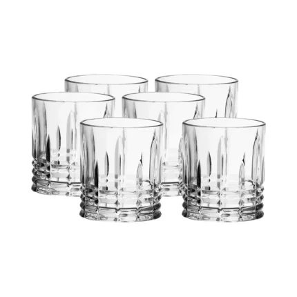 Set x6 Vasos Bajos Labrados c/Líneas de 310 ml