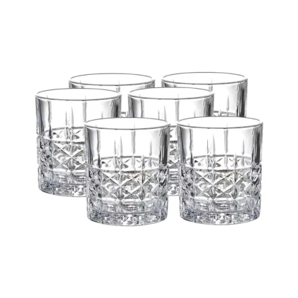Set x6 Vasos Bajos Labrados c/Diamantes de 310 ml