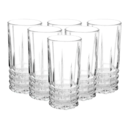 Set x6 Vasos Altos Labrados c/Líneas de 350 ml