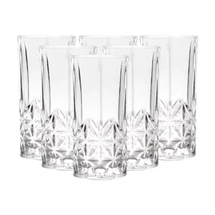 Set x6 Vasos Altos Labrados c/Estrellas de 350 ml