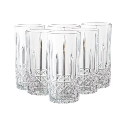 Set x6 Vasos Altos Labrados c/Diamantes de 350 ml