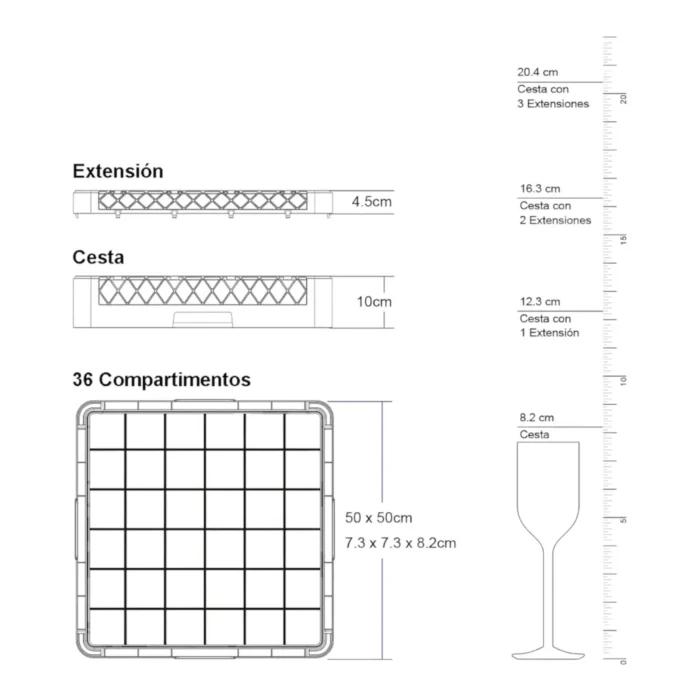 JW-36-2_11zon Extensión para Vasos 36 Compartimientos - Imagen 2