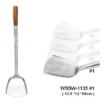 Espátula Wok de Acero Inox C/Mango Madera (13.5x12x55cm)