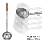 Cucharón para Wok de Acero Inox. 0.3Kg C/Mango Madera