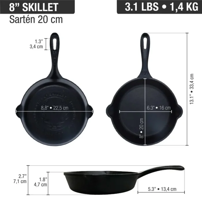 Sartén Hierro Fundido 20 cm (8") Esmaltado - Imagen 3