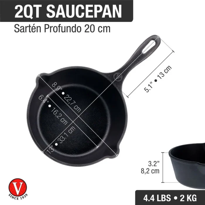 55145769-2 Sartén Hierro Fundido 20 cm Profundo Precurado - Imagen 2