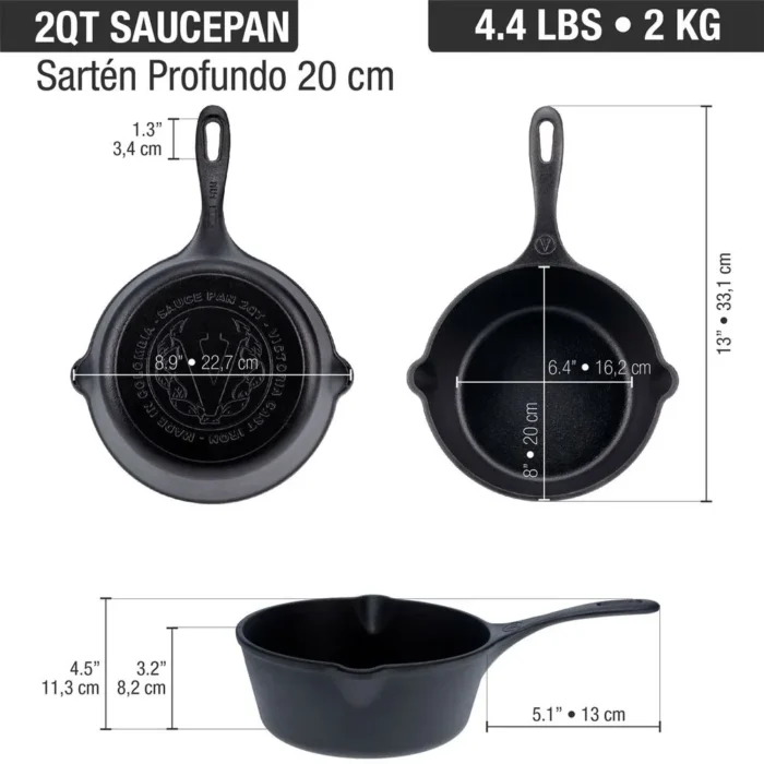 55145769-3 Sartén Hierro Fundido 20 cm Profundo Precurado - Imagen 3