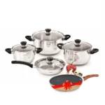 Jgo Inoxset 8 Pz.F/Difus.T/Vidrio+ Sartén #28 Beige