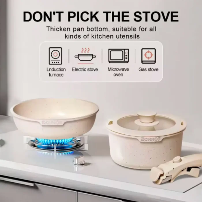 Jgo Ollas Antiadherente Blanco x17 Pzas m/Extraible - Imagen 2