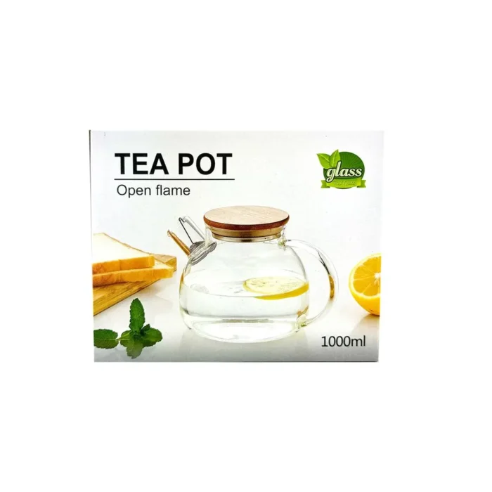 Tetera Recta De Vidrio 1000 Ml Tapa de Madera - Imagen 3