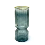 Florero Labrado Azul Oscuro Borde Dorado