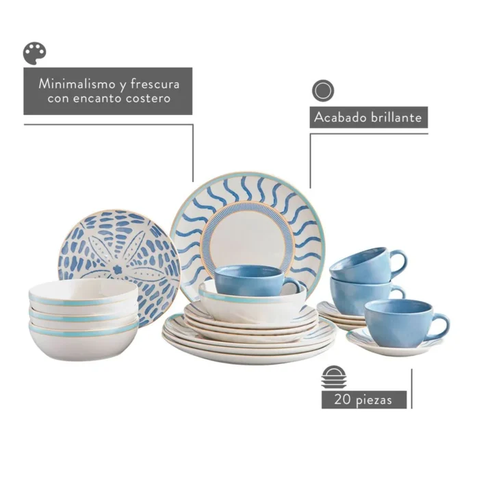 Juego de Vajillas Corona x20 piezas Lisboa Oceano - Imagen 3
