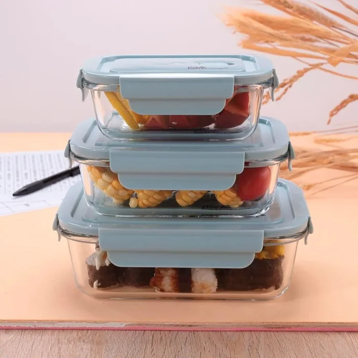 Set de Tapers Rectangulares Herméticos de Vidrio Borosilicato x3 Piezas - Imagen 2