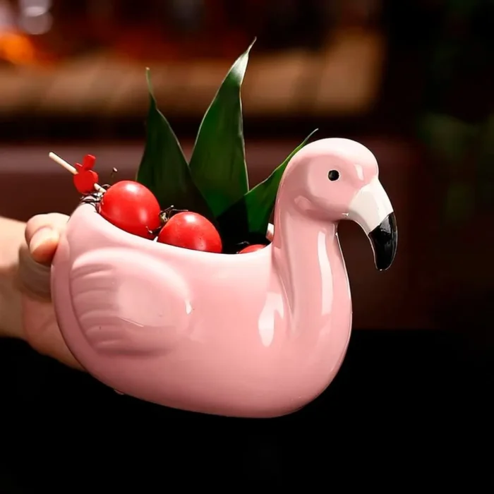 Vaso de cerámica Tiki Flamenco Rosa 500 ml - Imagen 2