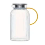 Tetera de vidrio borosilicato con tapa de acero y asa de color 1.8 L