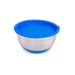 Bowl de Acero Inoxidable con base de silicona y tapa azul 3.2 L