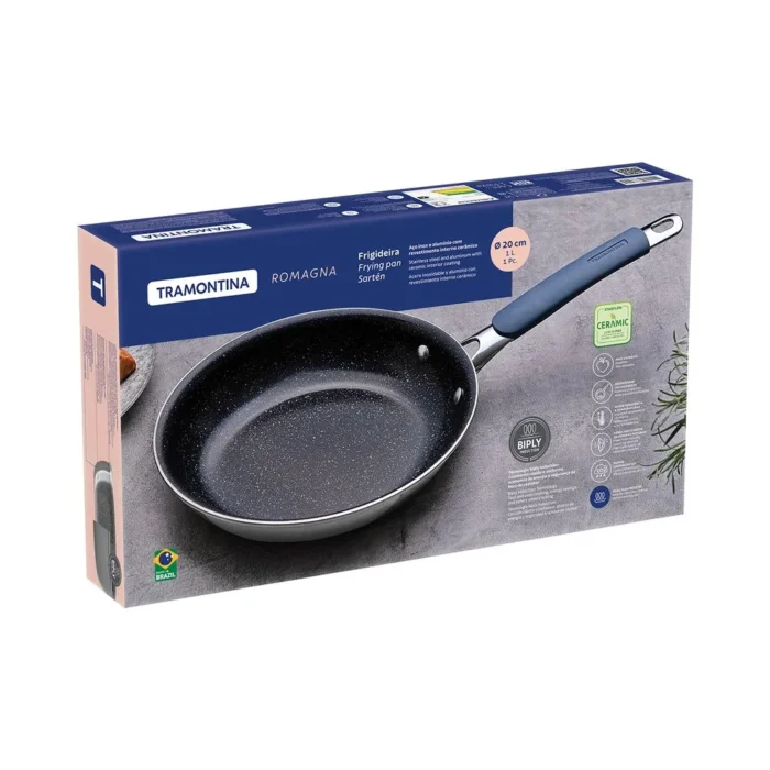 Sartén de Acero Inoxidable y Aluminio con Cerámica Romagna Negro 20 cm - Imagen 3