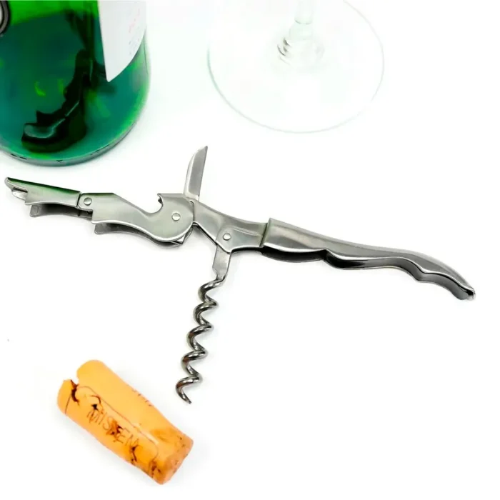 Sacacorcho Doble Palanca de Acero Inoxidable Plateado - Imagen 2